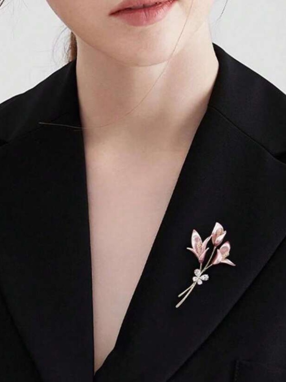 Pink Floral Crystal Accent Brooch - Women Jewelry R 529